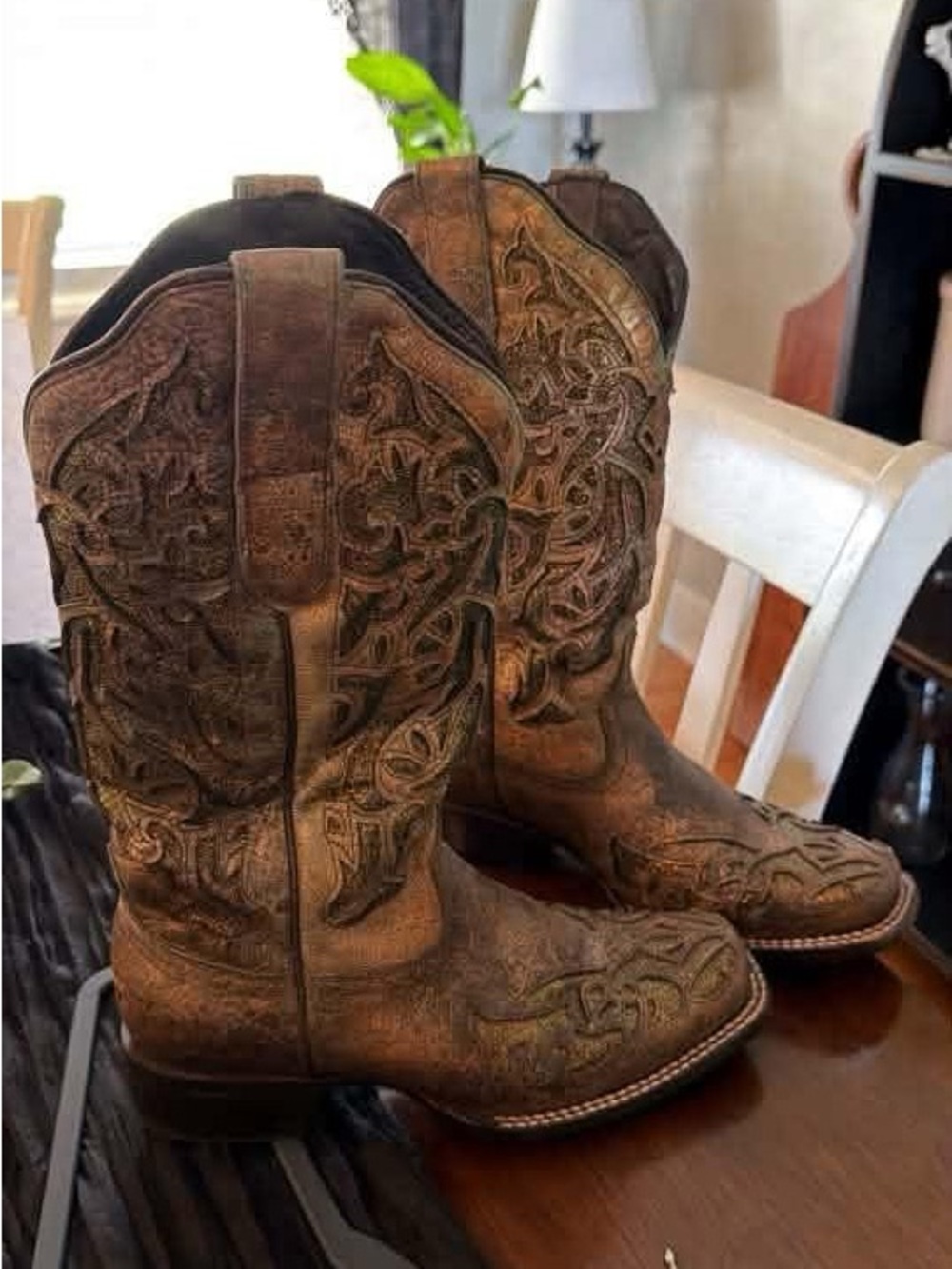 J.B. Dillon Brown Embroidered Women's Western Cowboy Boots